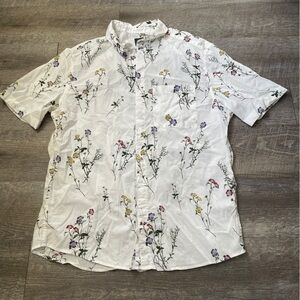 H&M Men's Casual Shirt -‎ White with Floral Design
